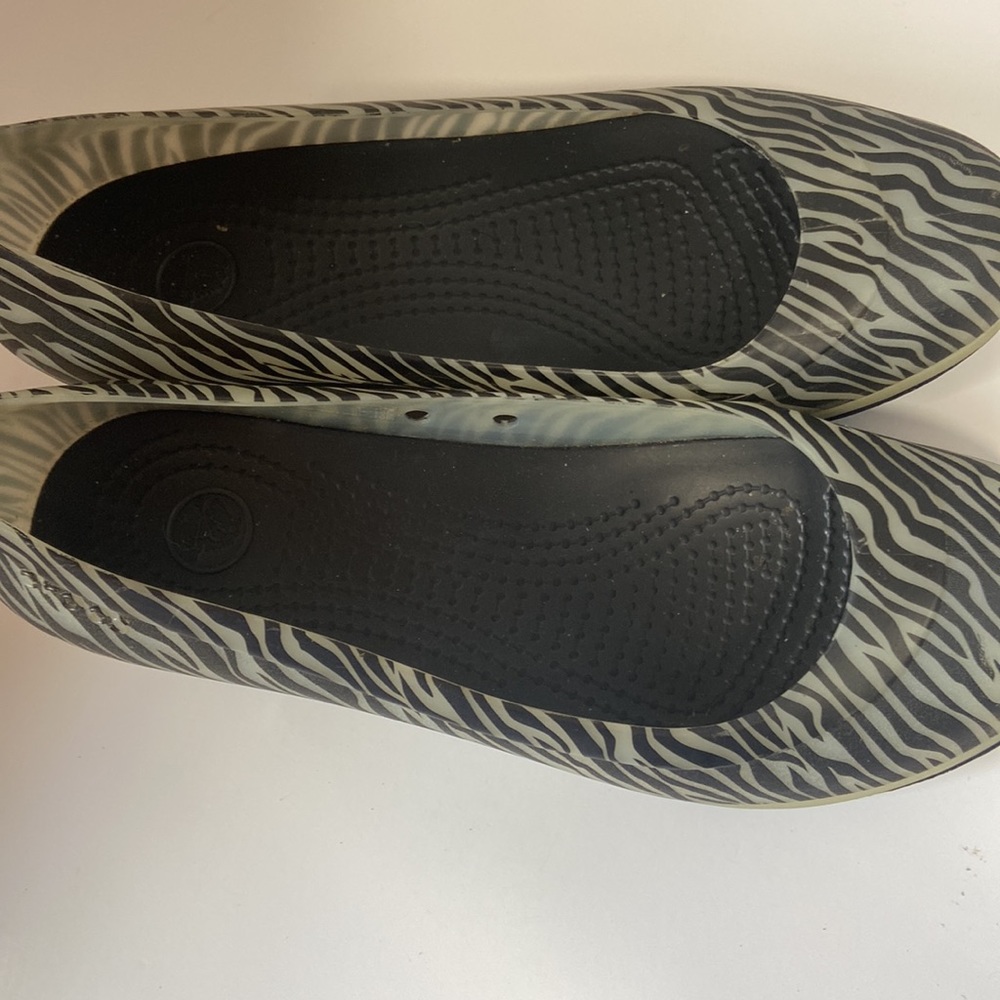 Crocs Clarisa mini wedge zebra print clogs shoes size 7 - Picture 2 of 6